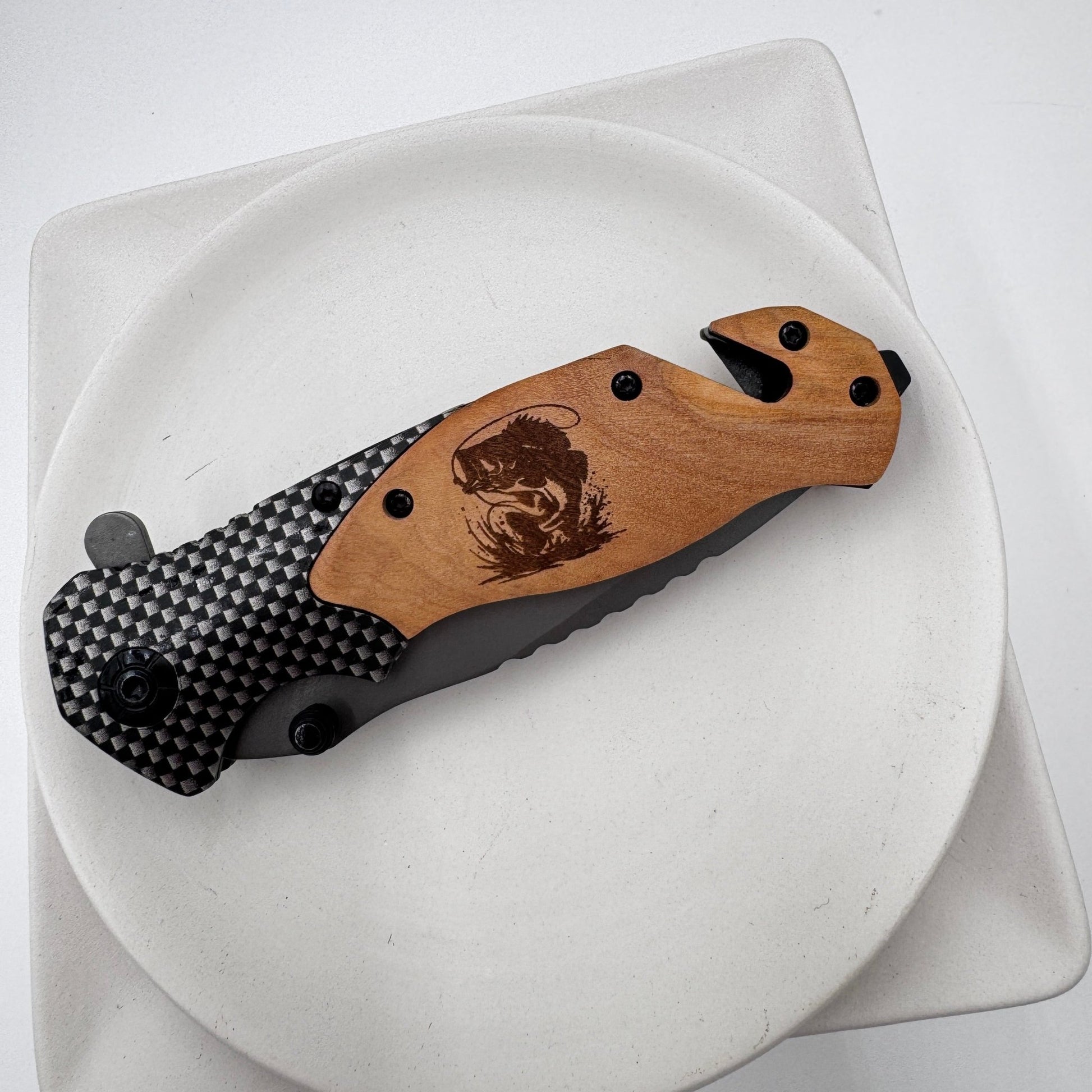 Olive Wood Pocket Knife with Emergency Tools – Engravable, Multi - Functional Folding Knife - Embellish My Heart