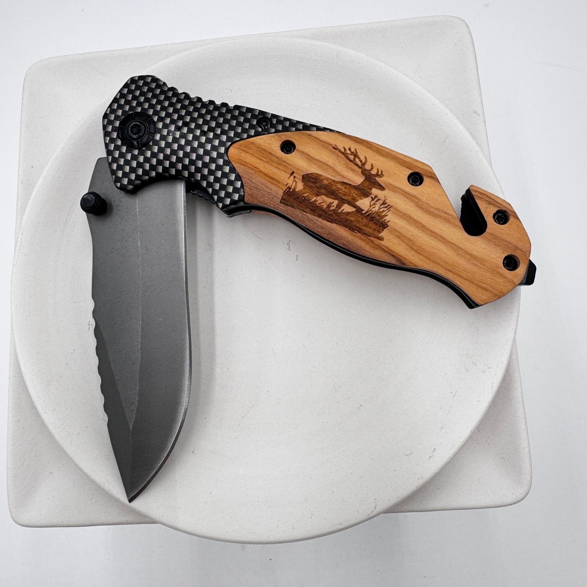 Olive Wood Pocket Knife with Emergency Tools – Engravable, Multi - Functional Folding Knife - Embellish My Heart