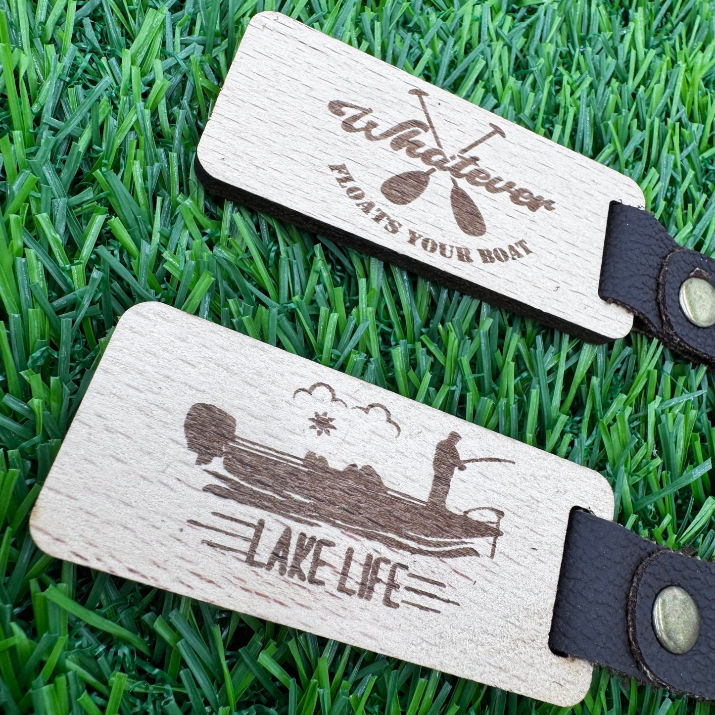 Outdoor - Themed Wooden Keychains with Leather & Metal – 5 Fun Designs - Embellish My Heart