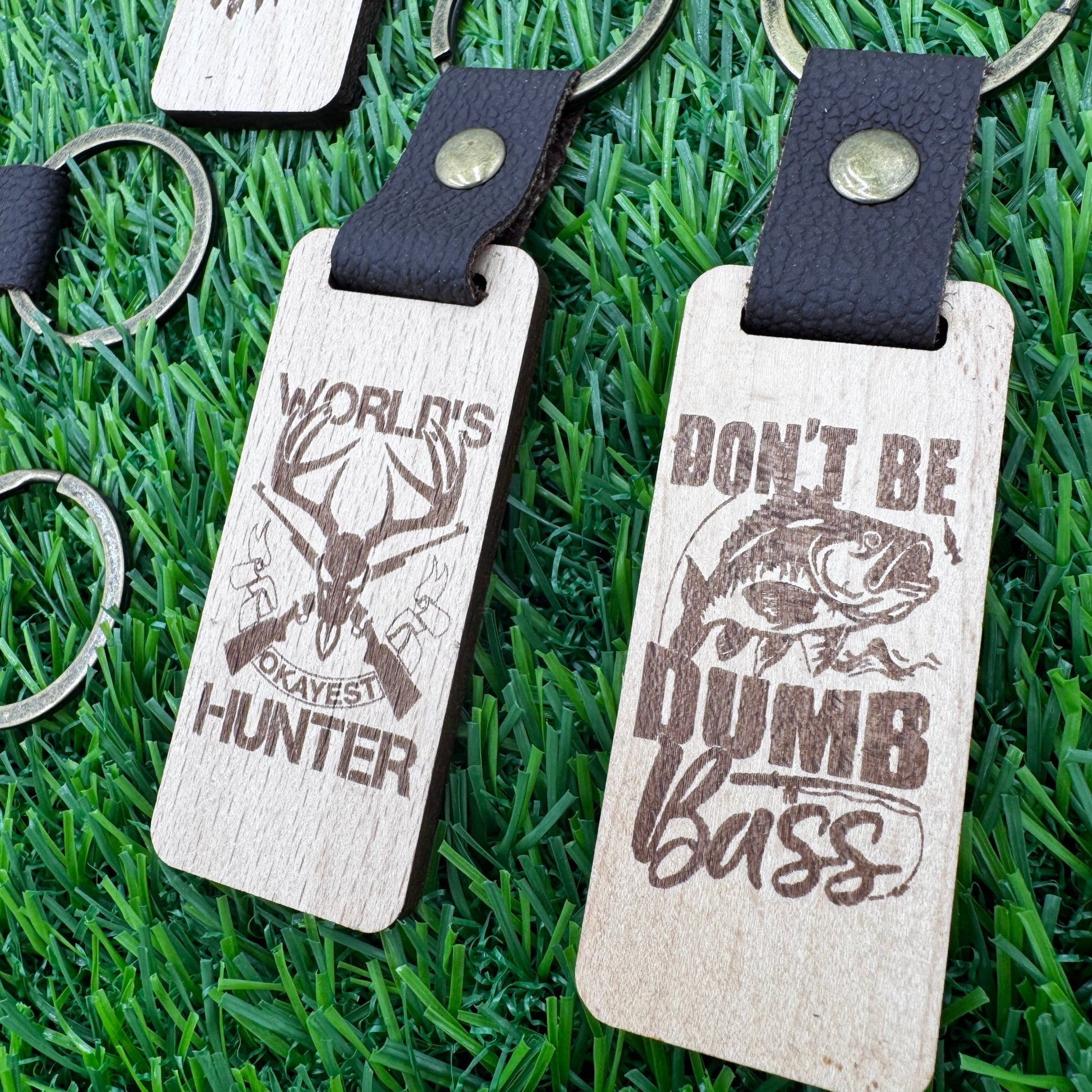 Outdoor - Themed Wooden Keychains with Leather & Metal – 5 Fun Designs - Embellish My Heart