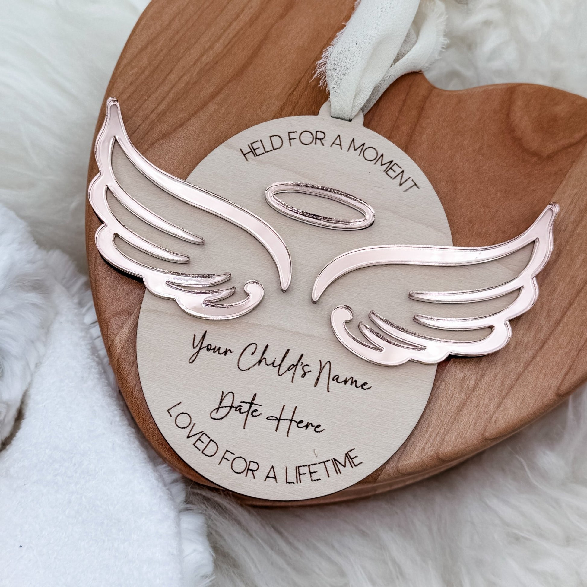 Oval Angel Wings Memorial Ornament – Child Loss, Pet Loss, Family Loss Memorial Christmas Ornament – Remembrance Gift - Embellish My Heart