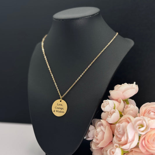 Personalized 25mm Disc Necklace – Custom Engraved Pendant in Silver, Gold, or Rose Gold | Stainless Steel Jewelry Gift - Embellish My Heart