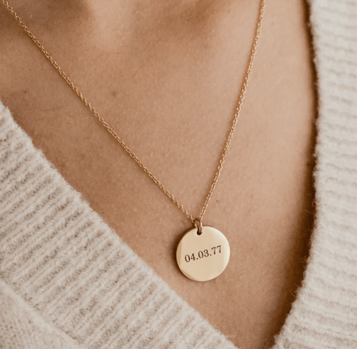Personalized 25mm Disc Necklace – Custom Engraved Pendant in Silver, Gold, or Rose Gold | Stainless Steel Jewelry Gift - Embellish My Heart