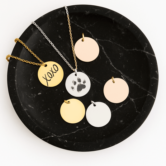 Personalized 25mm Disc Necklace – Custom Engraved Pendant in Silver, Gold, or Rose Gold | Stainless Steel Jewelry Gift - Embellish My Heart