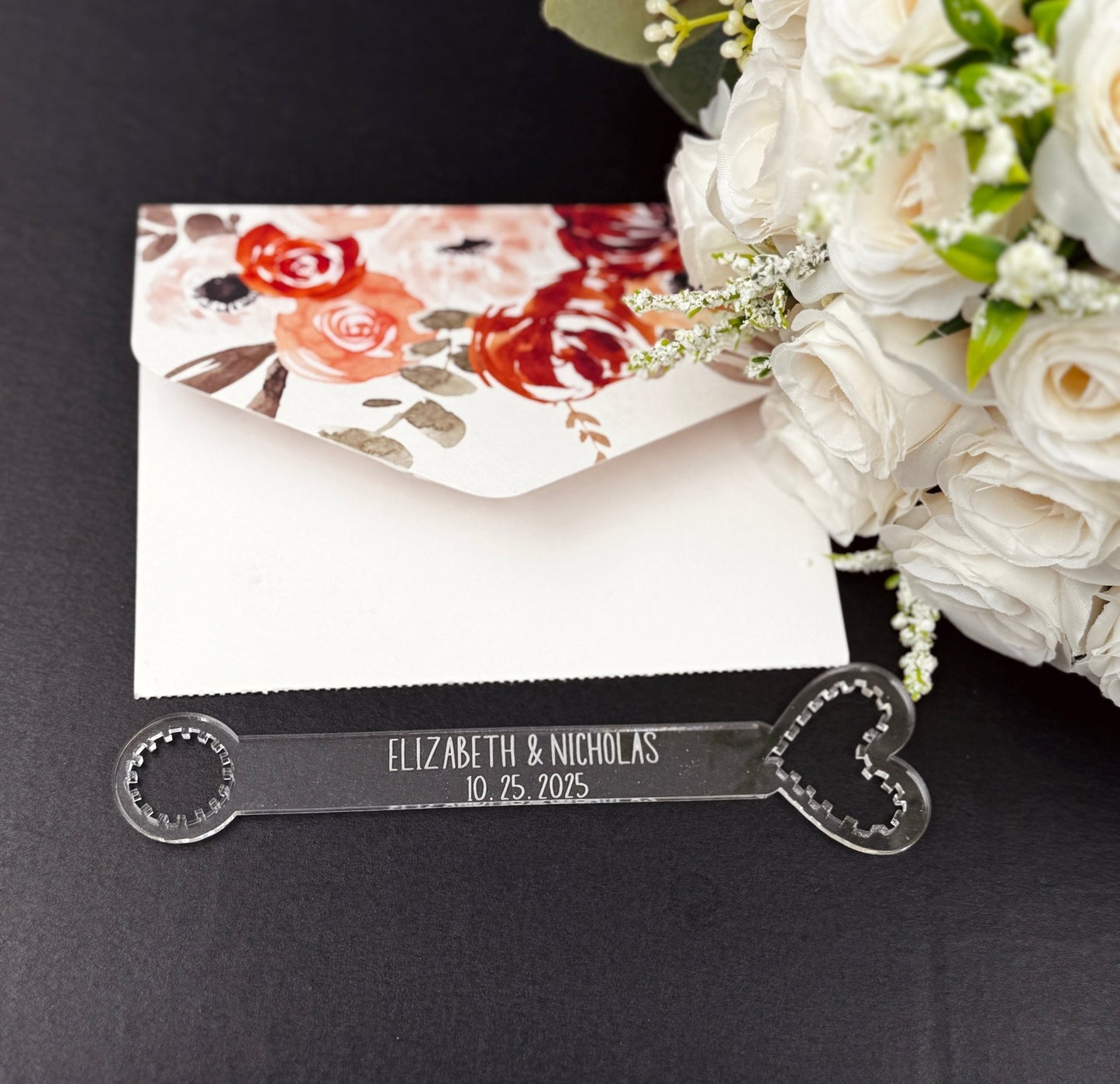 Personalized Acrylic Heart Bubble Wand – Custom Engraved Wedding Favor for Ceremony Send - Off - Embellish My Heart