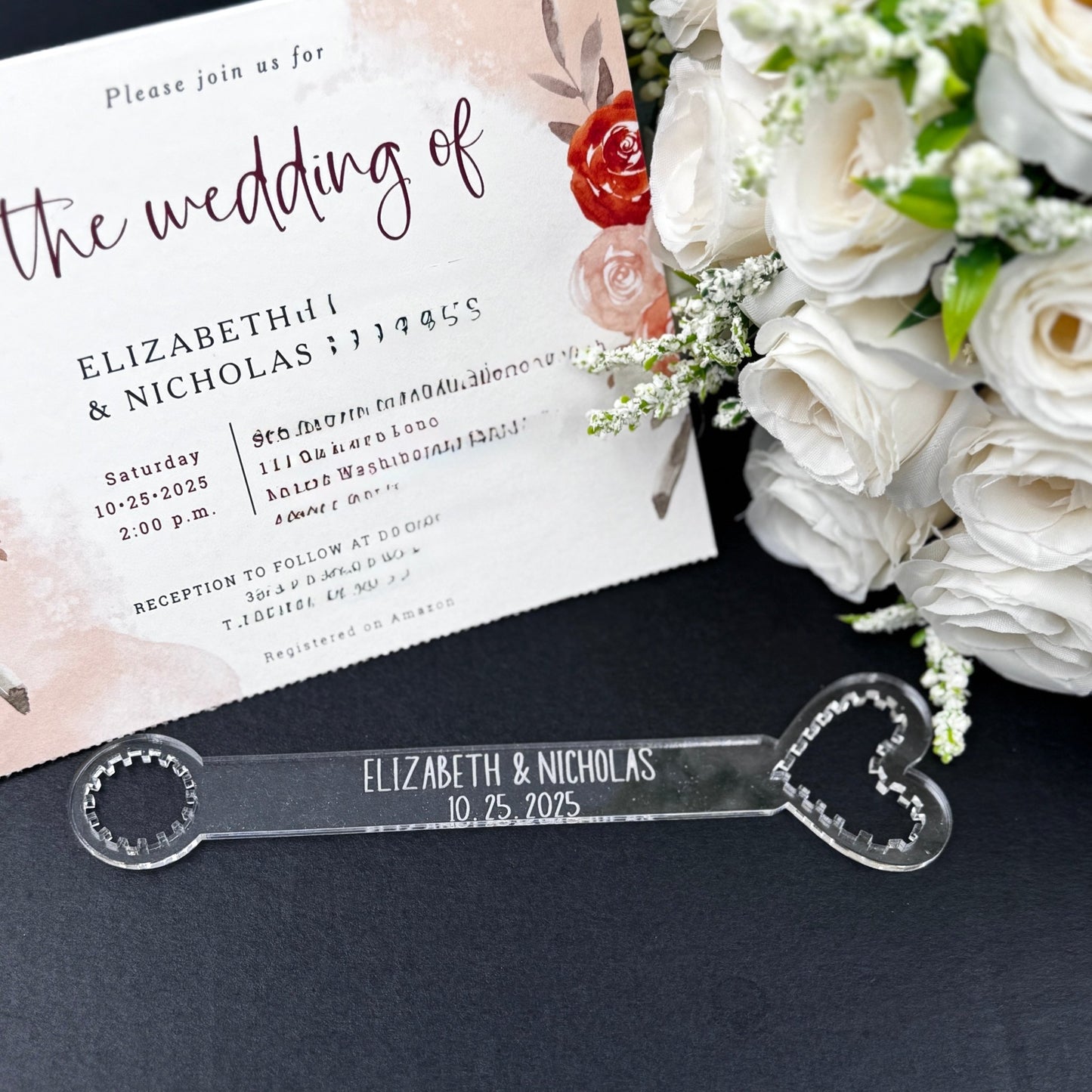 Personalized Acrylic Heart Bubble Wand – Custom Engraved Wedding Favor for Ceremony Send - Off - Embellish My Heart