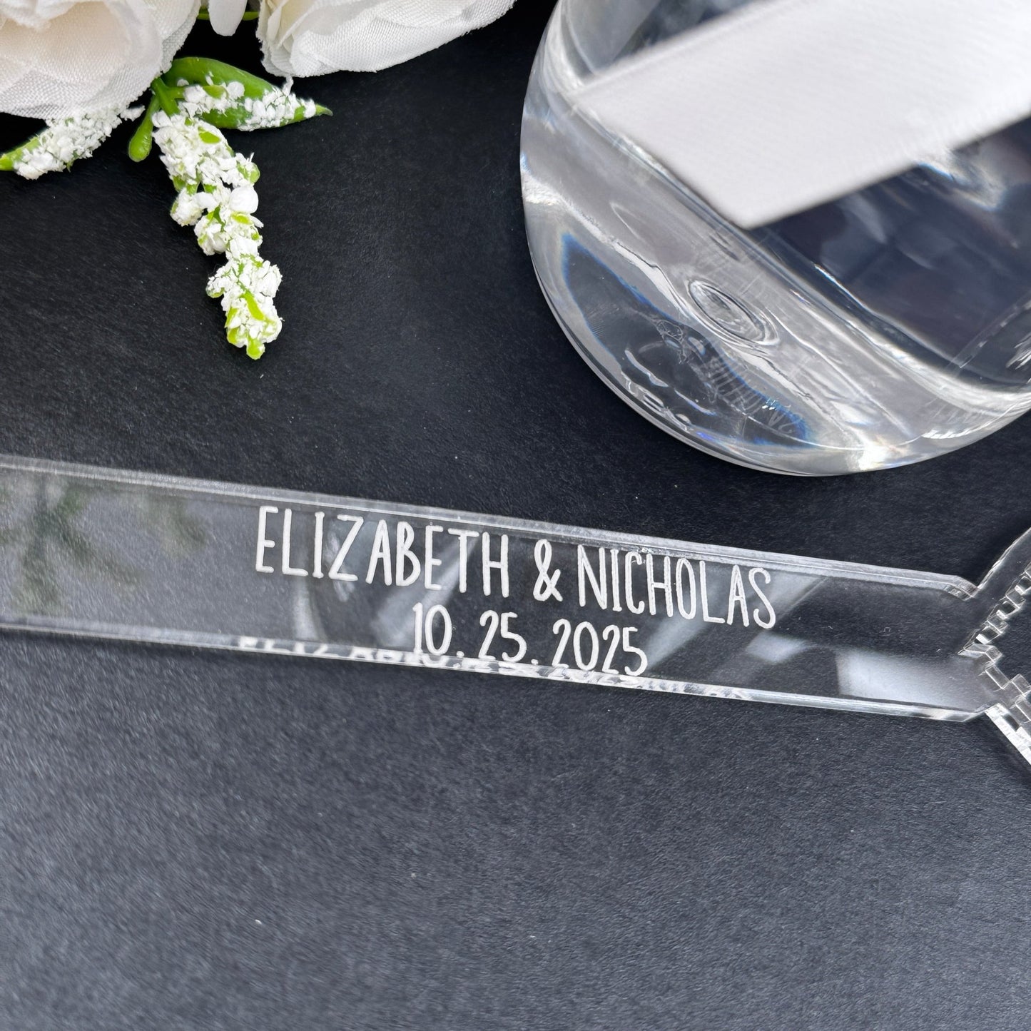 Personalized Acrylic Heart Bubble Wand – Custom Engraved Wedding Favor for Ceremony Send - Off - Embellish My Heart