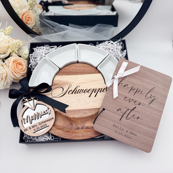 Personalized Charcuterie Cutting Board with Knives & Ramekins – Wedding Gift, Housewarming Gift, Closing Gift - Embellish My Heart