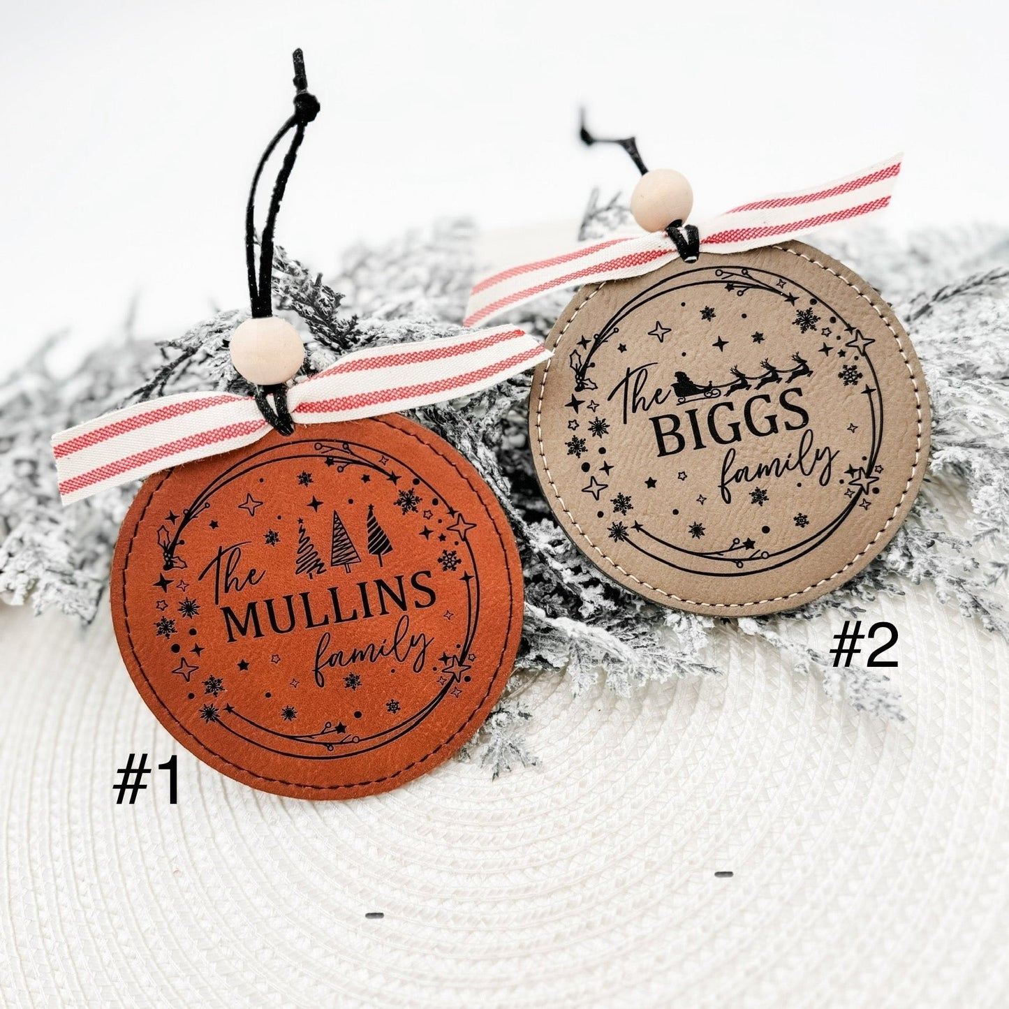 Personalized Leatherette Round Last Name Ornament - Embellish My Heart