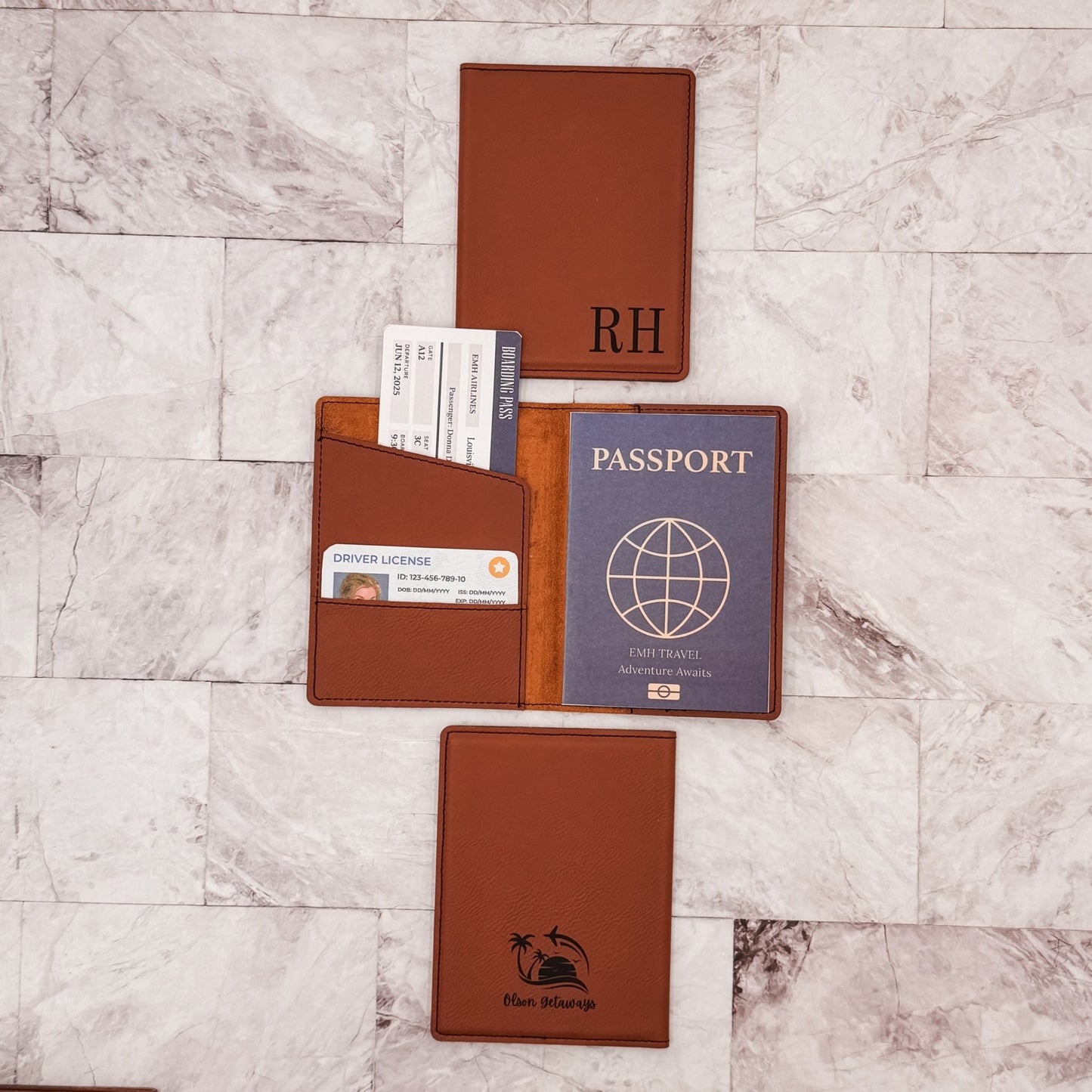 Personalized Passport Holder | Custom Travel Wallet with Initials | Travel Gift for Couples, Honeymoon, Client Gifts & Travel Agents - Embellish My Heart
