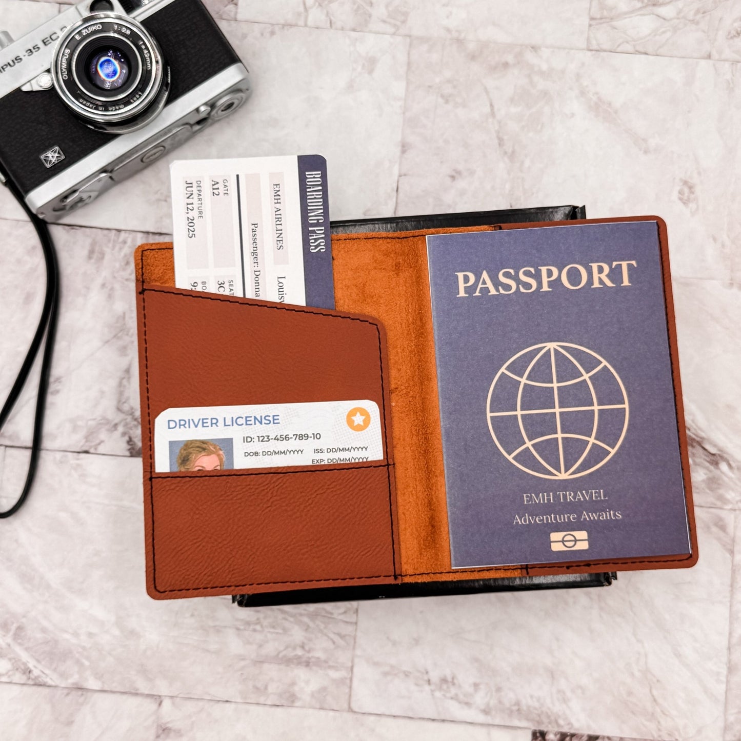 Personalized Passport Holder | Custom Travel Wallet with Initials | Travel Gift for Couples, Honeymoon, Client Gifts & Travel Agents - Embellish My Heart