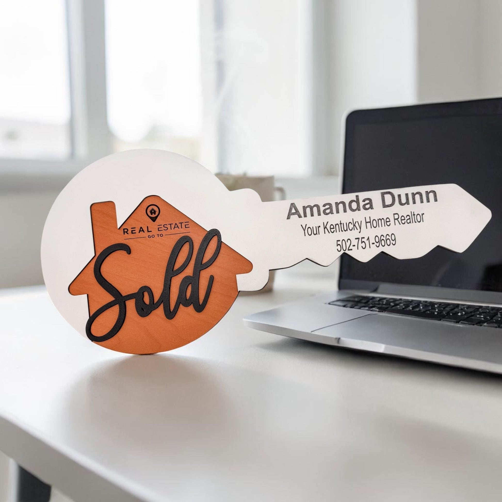 Personalized Realtor Closing Key | Custom Sold Photo Prop | Real Estate Closing Day Sign | Branded Client Photo Key - Embellish My Heart