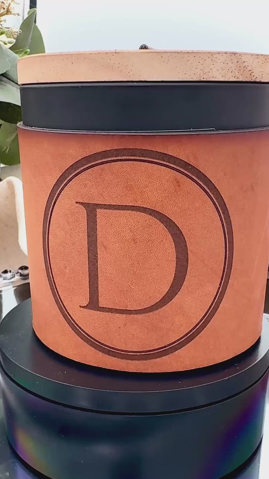 Genuine Leather Custom Candle Sleeve – Fits most 3-Wick Candles, Candle Wrap, Candle Cover
