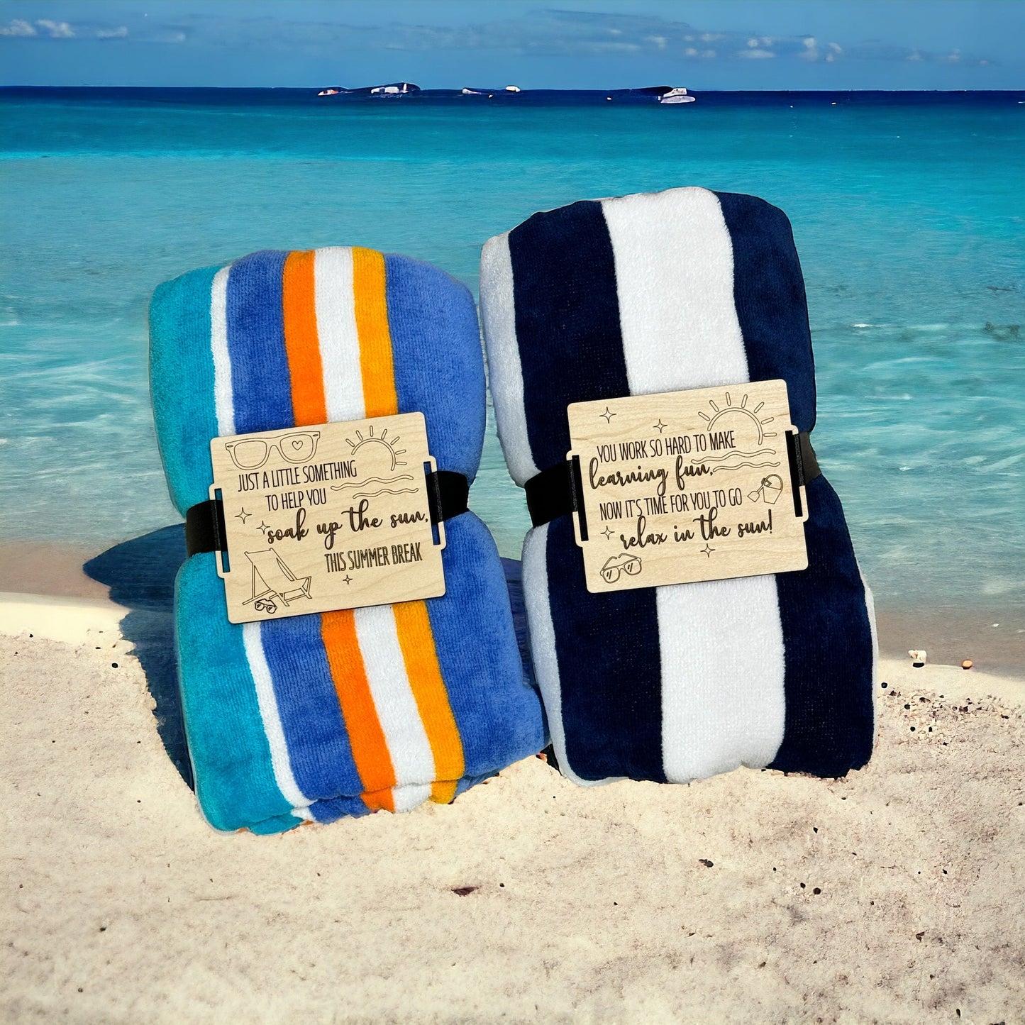 Teacher End of Year Beach Towel with Tag - Embellish My Heart