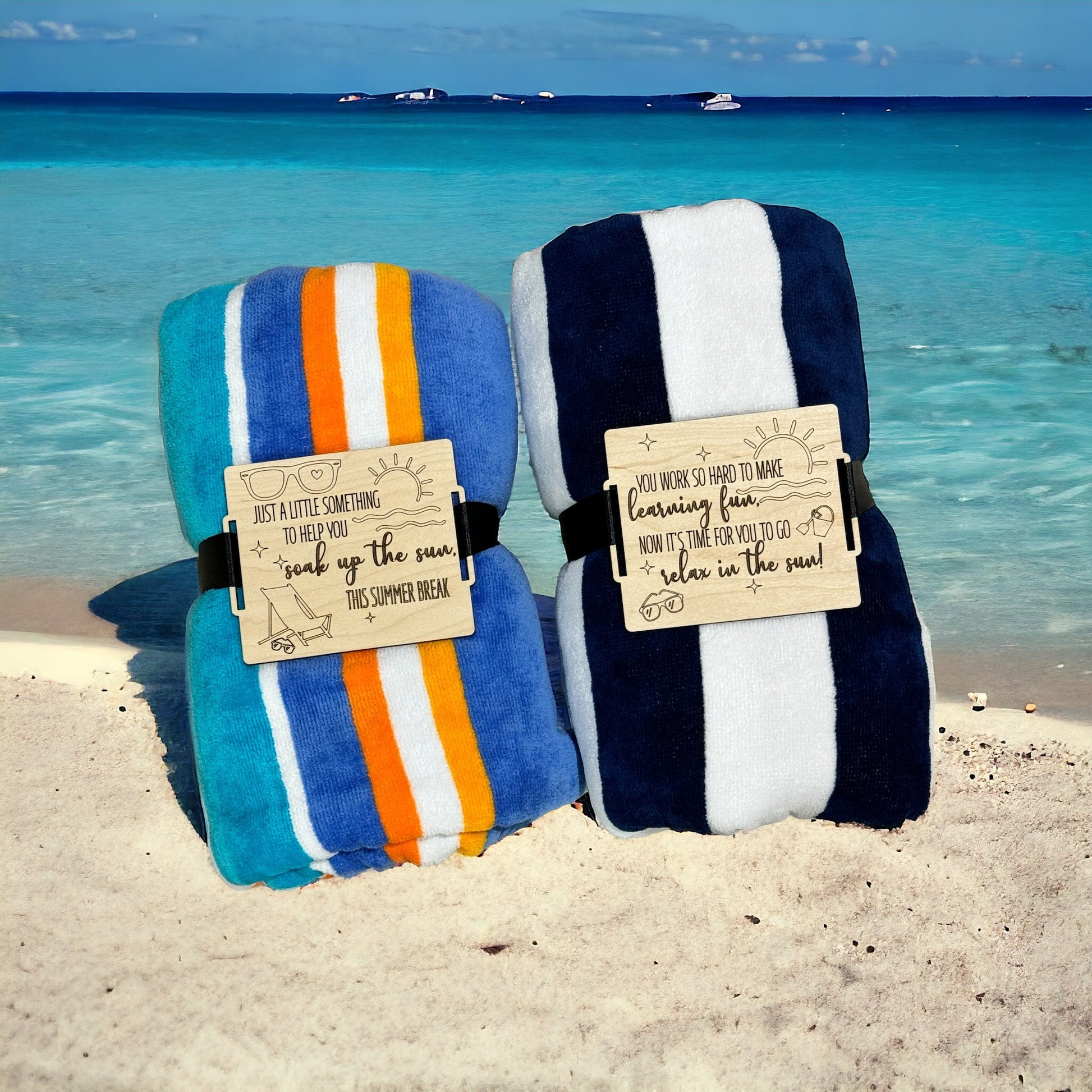 Teacher End of Year Beach Towel with Tag - Embellish My Heart