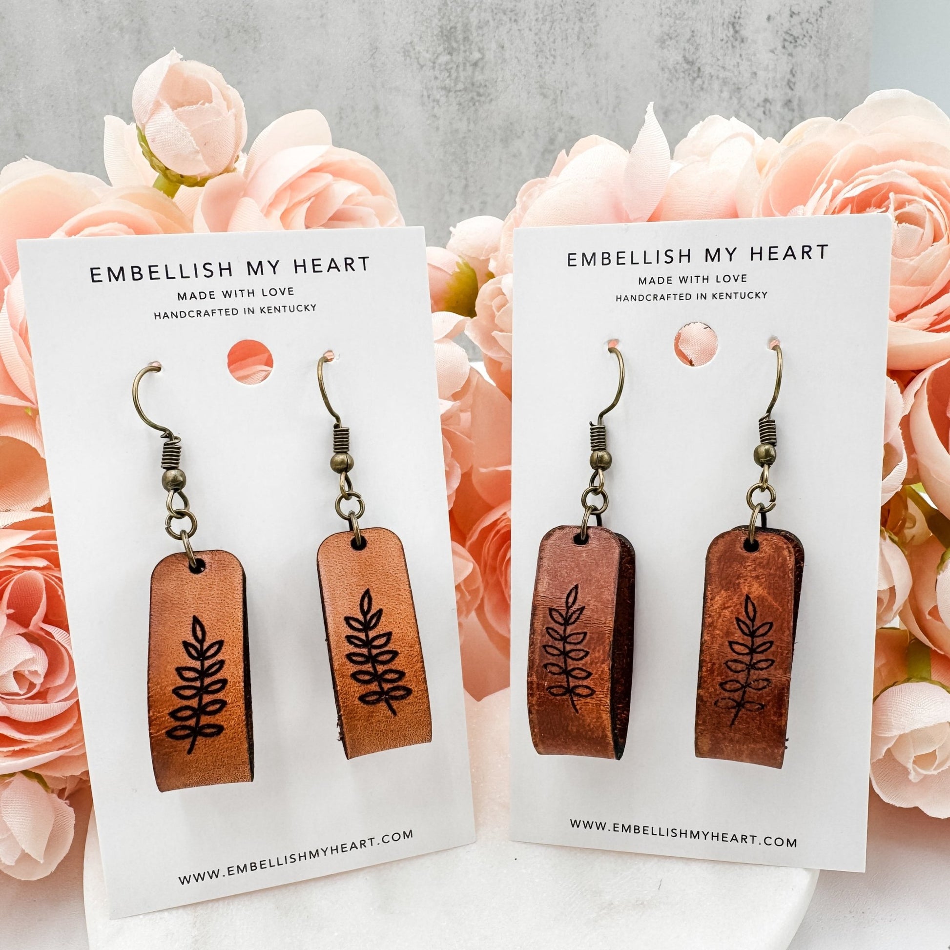Wholesale Handcrafted Leather Earrings – Botanical Leaf Design - Embellish My Heart