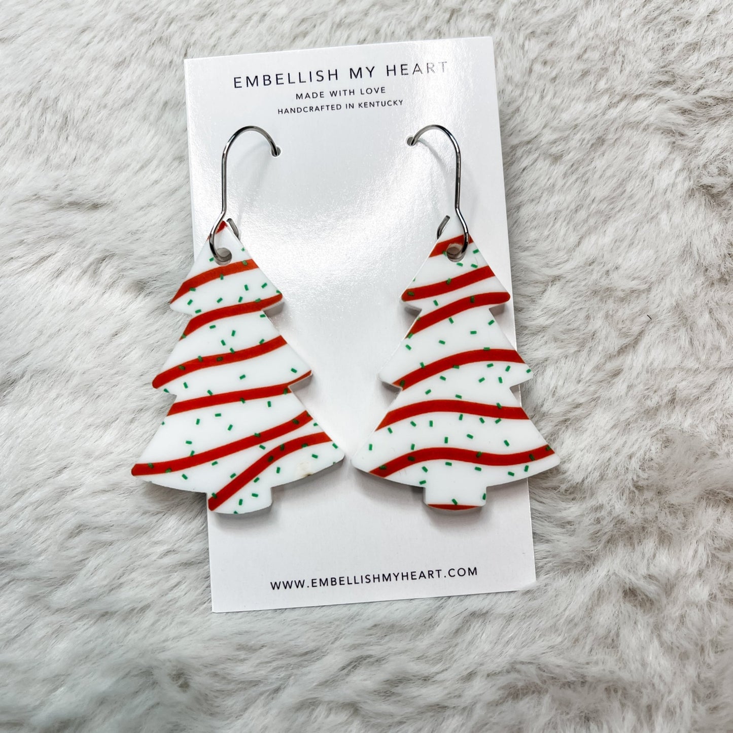 Christmas Tree Red and Green Sprinkles Acrylic Dangle Earrings - Embellish My Heart