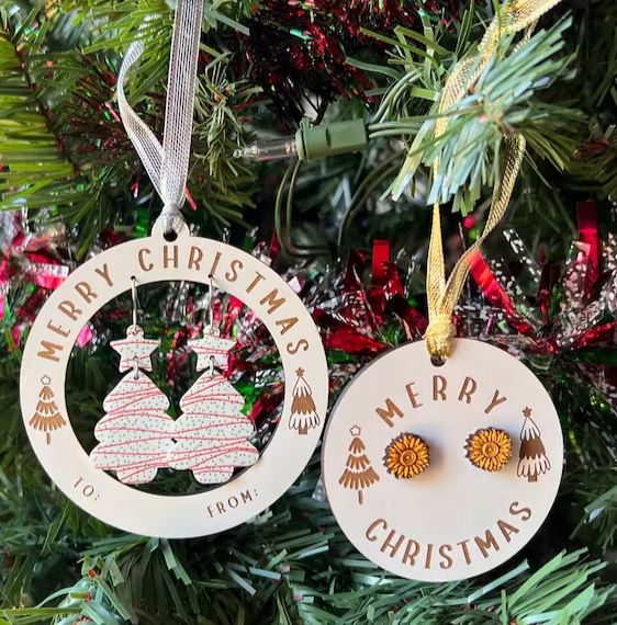 Christmas Tree Red and Green Sprinkles Acrylic Dangle Earrings - Embellish My Heart