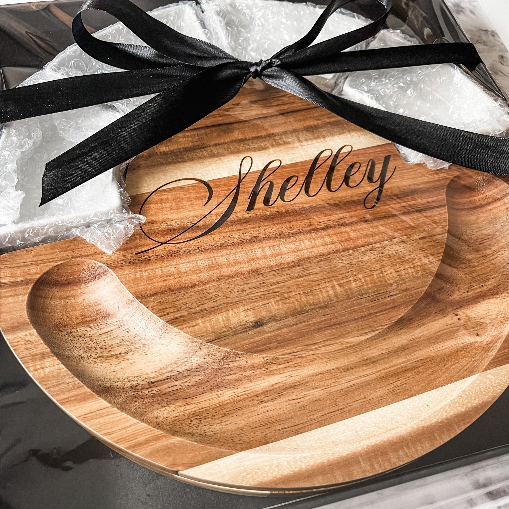 Circular serving board with ramekins and utensils, Closing Gift, Wedding Gift - Embellish My Heart