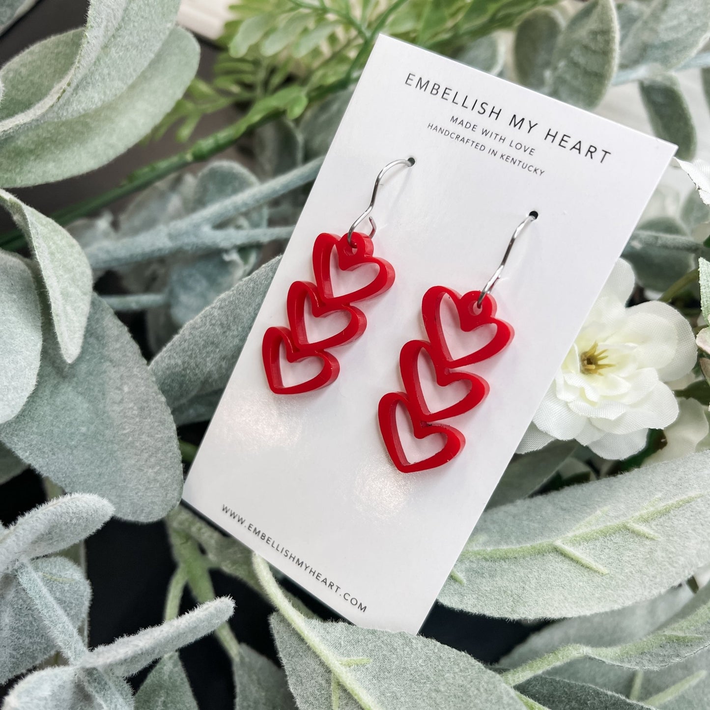 Heart dangle earrings - Embellish My Heart