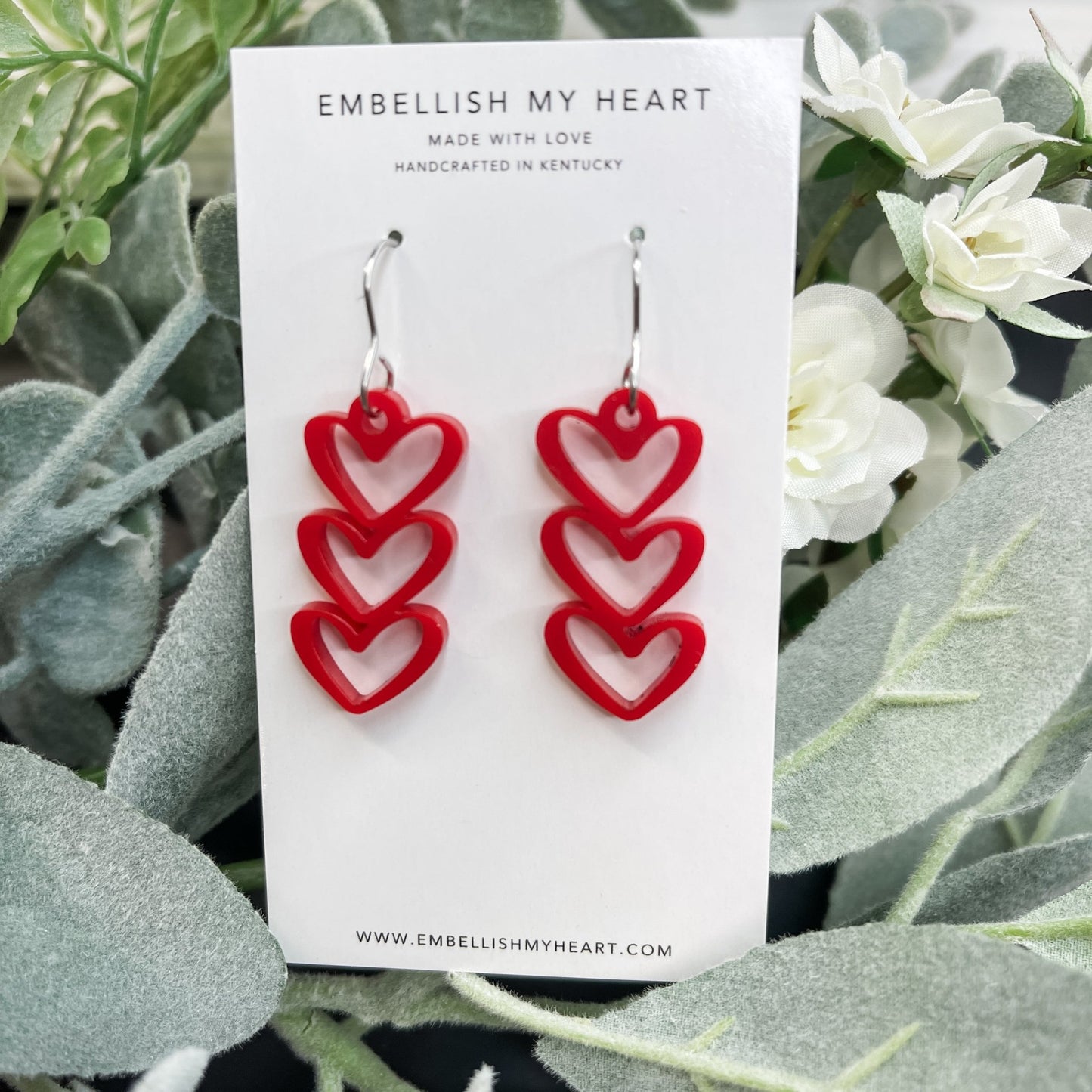 Heart dangle earrings - Embellish My Heart