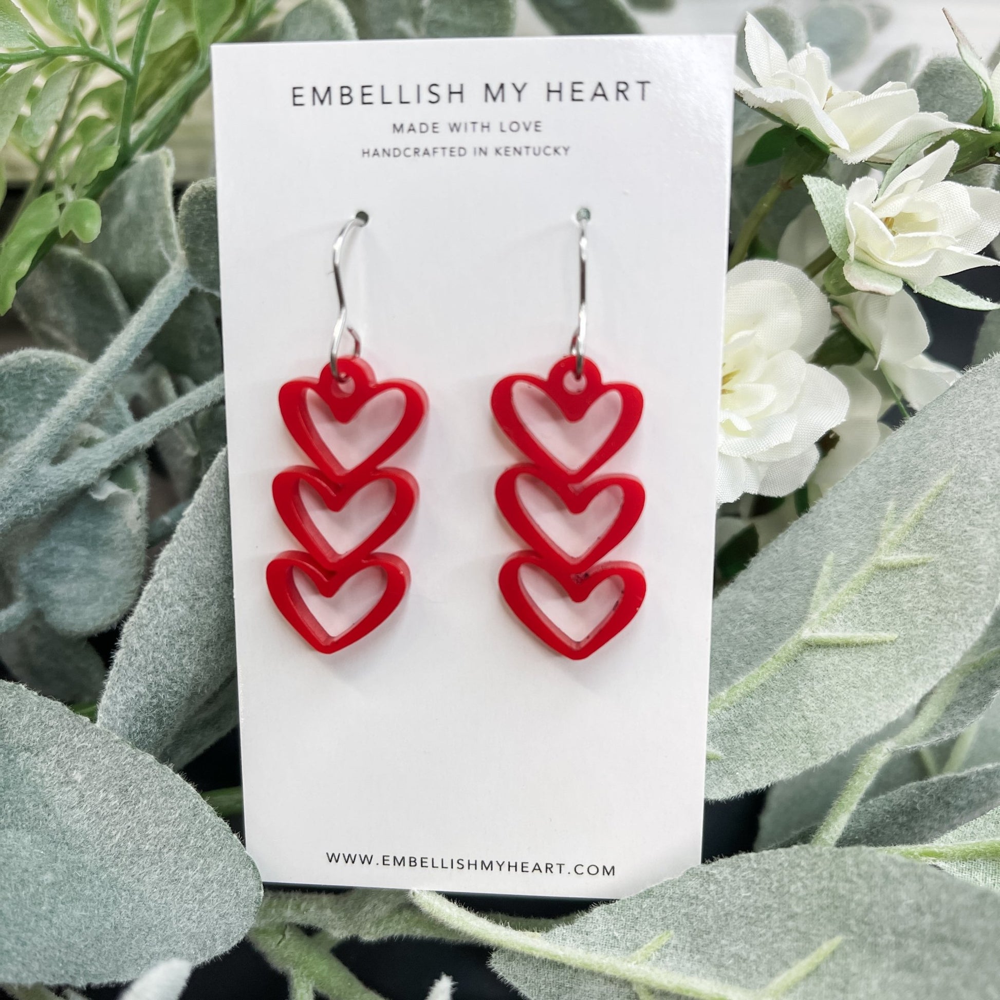 Heart dangle earrings - Embellish My Heart