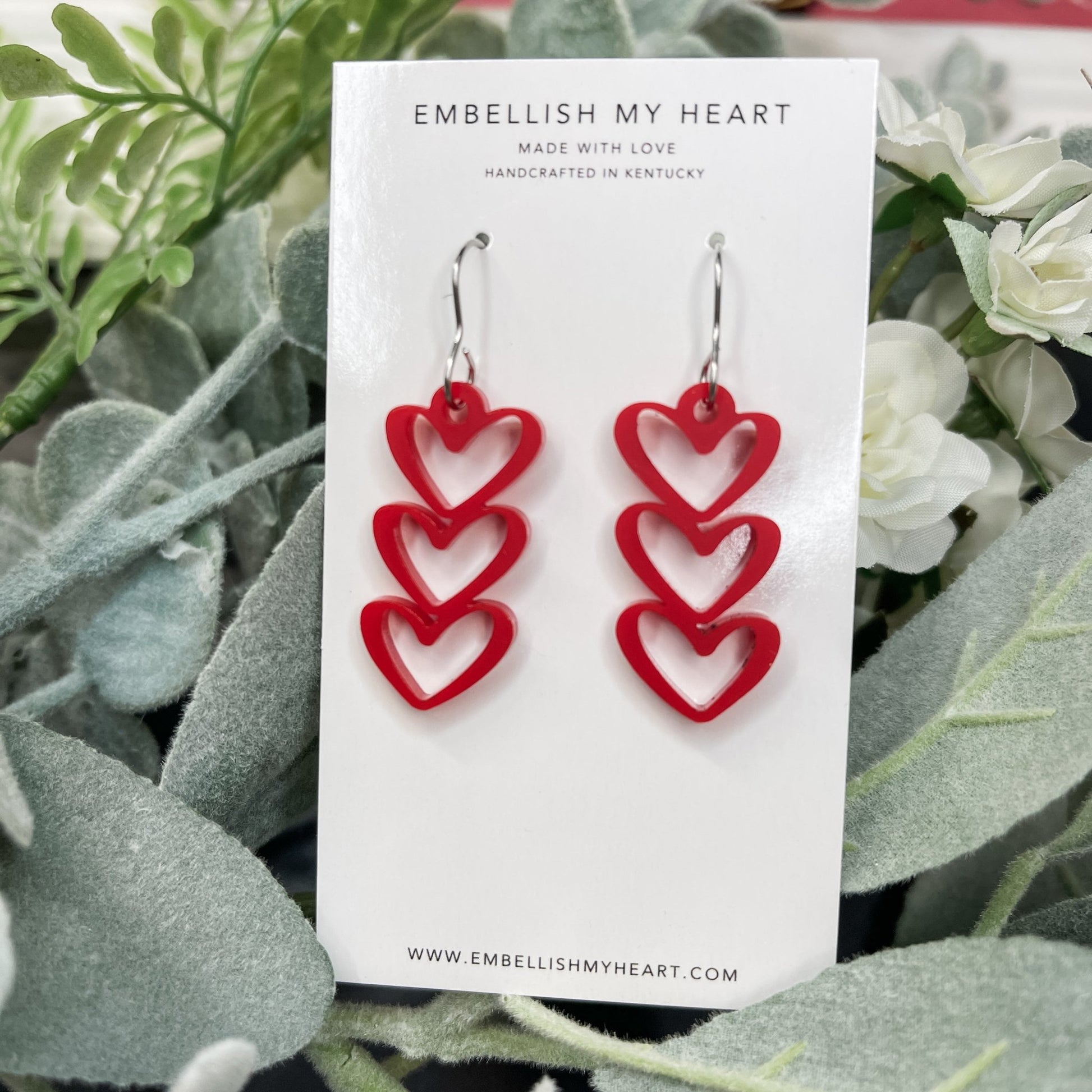 Heart dangle earrings - Embellish My Heart