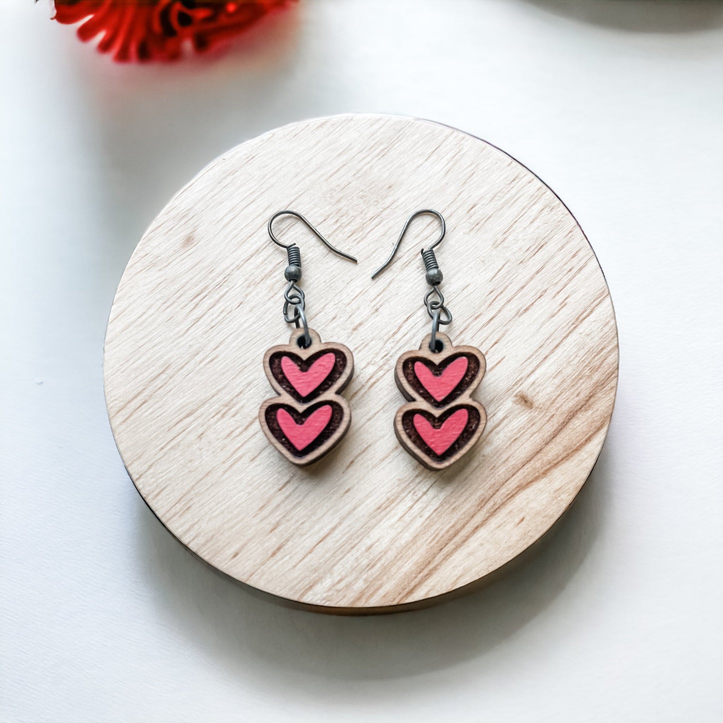 Heart dangle earrings, Stacked Hearts - Embellish My Heart