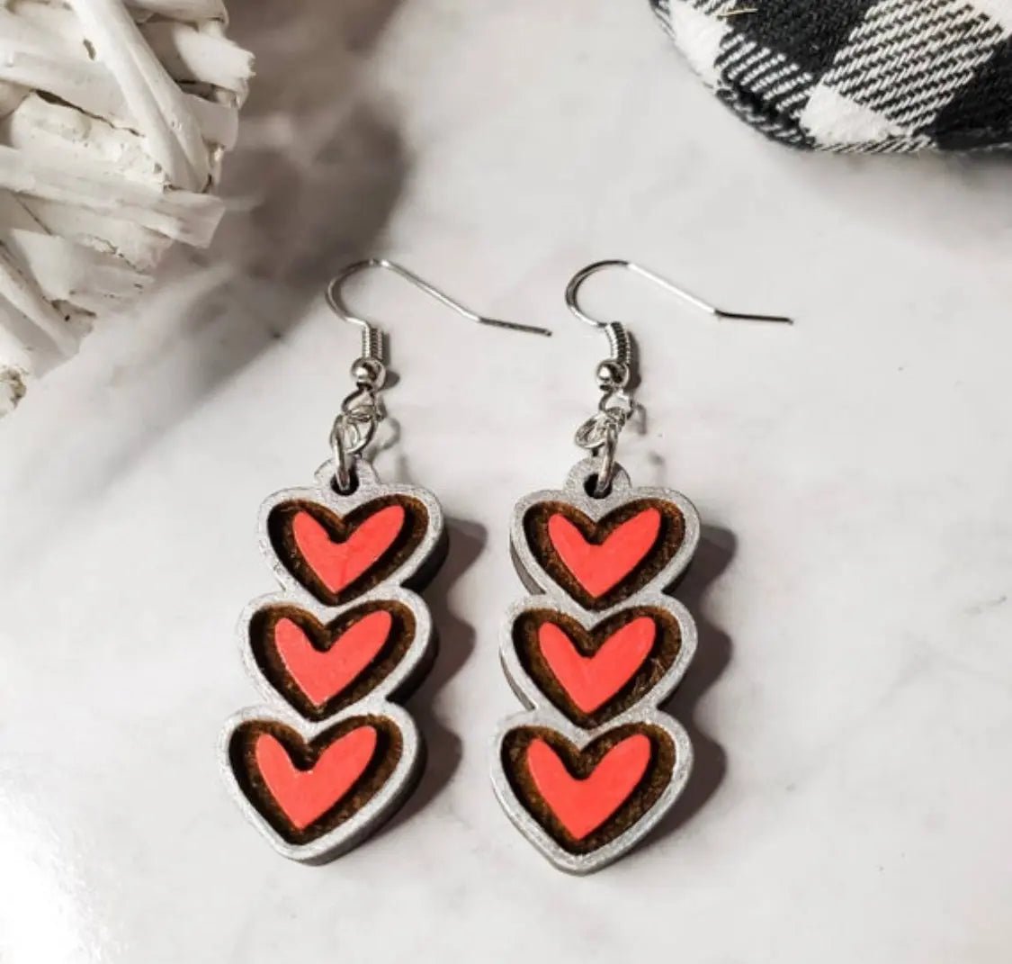 Heart dangle earrings, Valentine's Day, Love, Red, Valentine, Hearts, drop earrings - Embellish My Heart Crafts