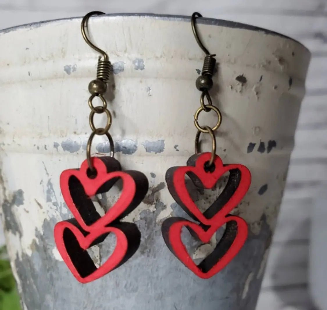 Heart dangle earrings, Valentine's Day, Love, Red, Valentine, Hearts, drop earrings - Embellish My Heart Crafts