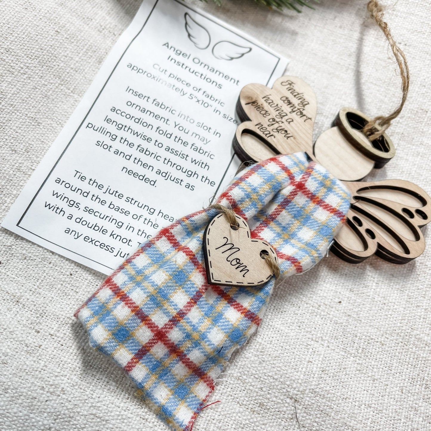 KEEPSAKE ANGEL ORNAMENT W/ FABRIC SPACE /Angel Memorial Ornament/ - Embellish My Heart