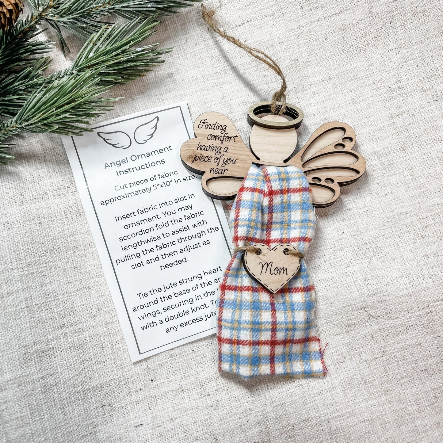 KEEPSAKE ANGEL ORNAMENT W/ FABRIC SPACE /Angel Memorial Ornament/ - Embellish My Heart