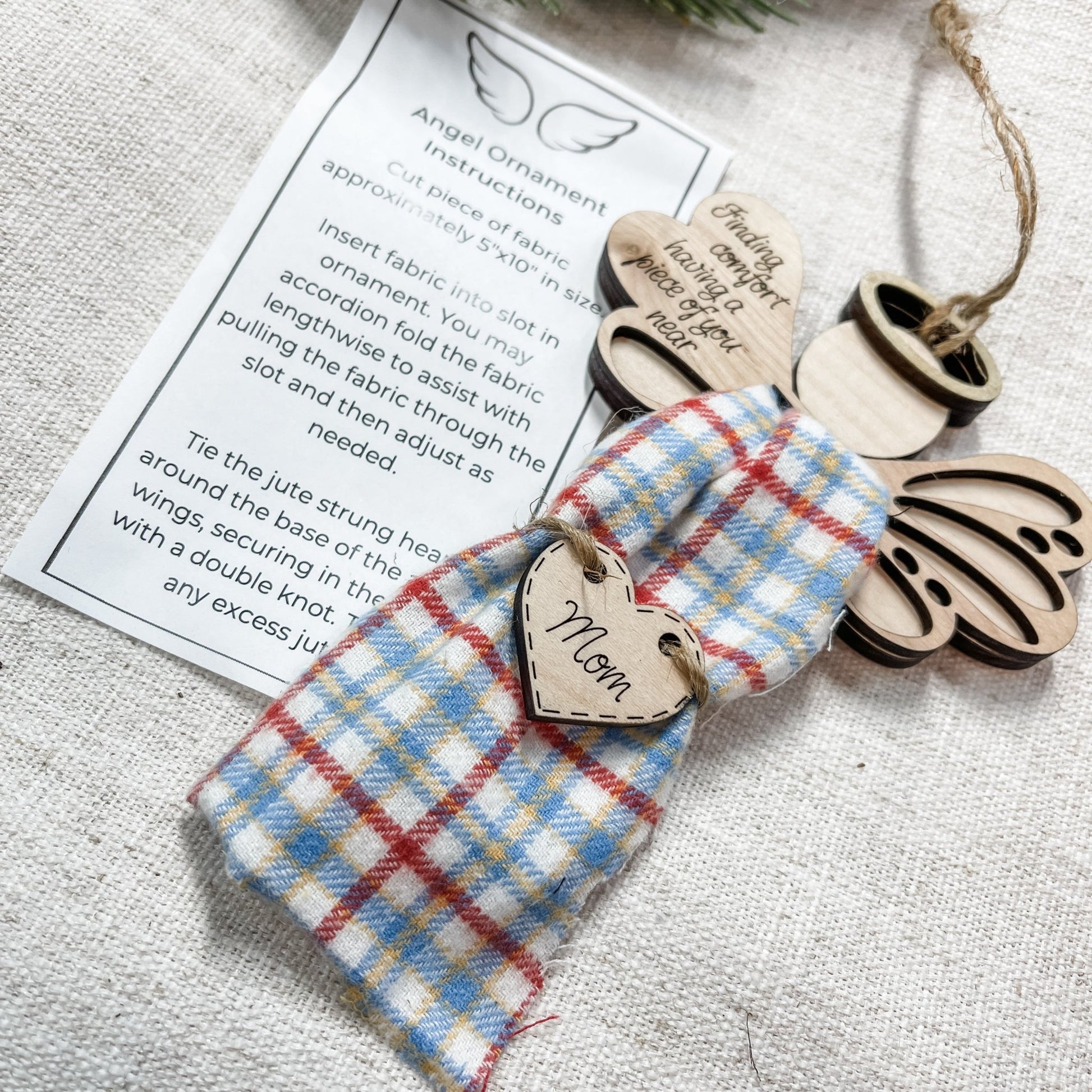 KEEPSAKE ANGEL ORNAMENT W/ FABRIC SPACE /Angel Memorial Ornament/ - Embellish My Heart