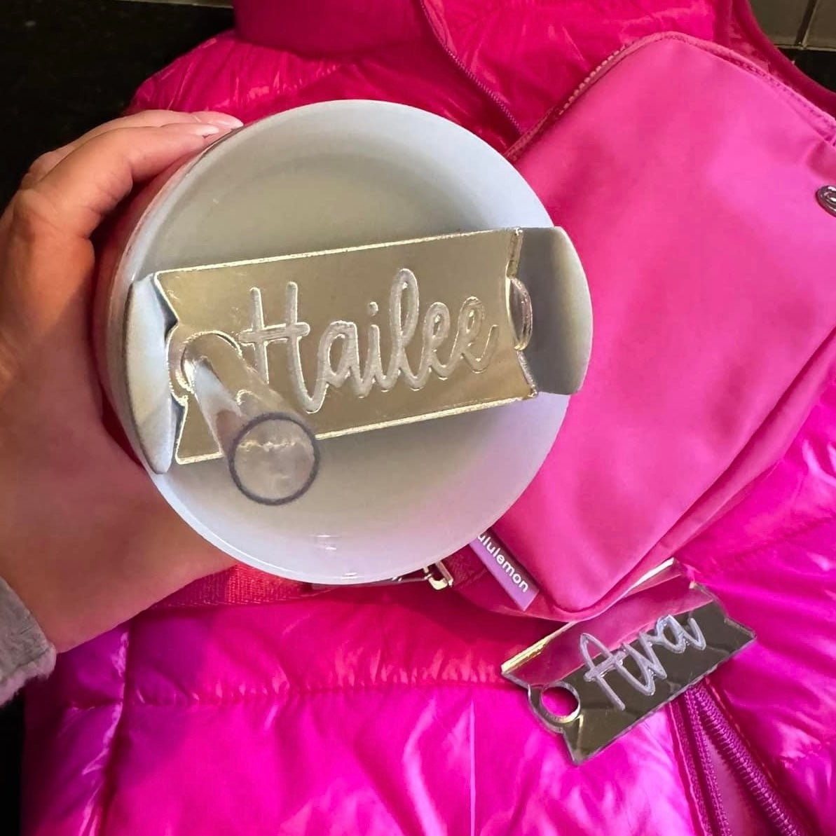 Mirror Tumbler Topper, Personalized Tumbler Name Plate, STAN - Embellish My Heart