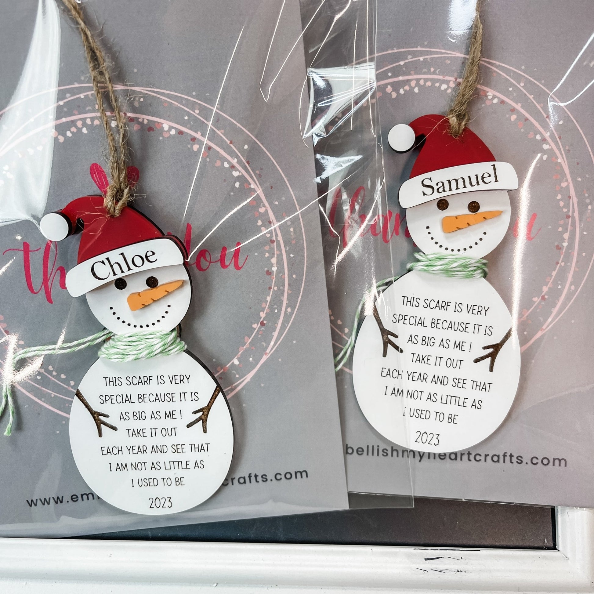 Snowman Height Ornament, Child’s Growth Ornament - Embellish My Heart